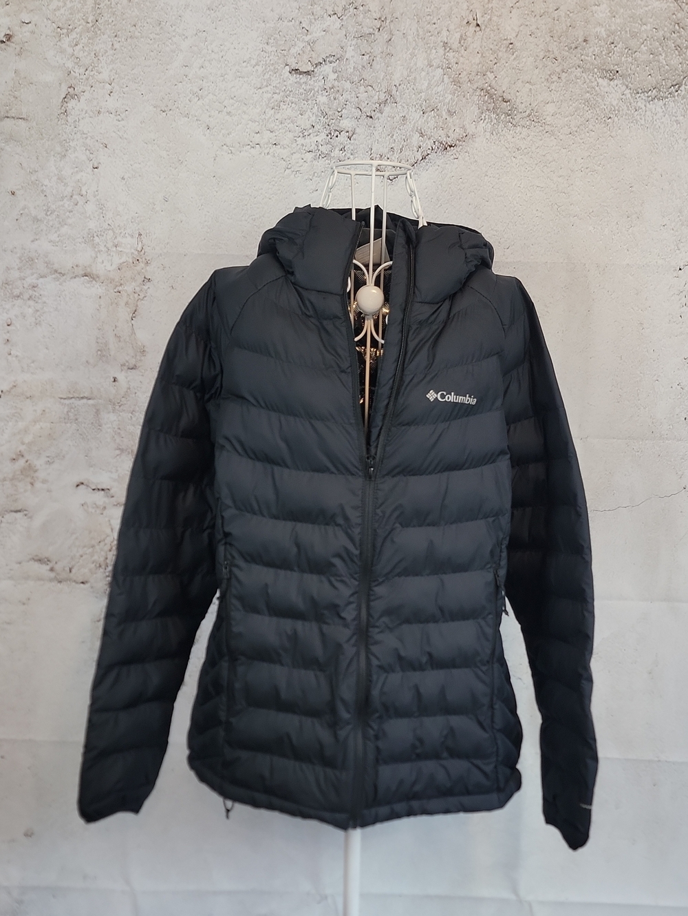 Columbia Black Quilted Hooded Puffer Jacket Womens Size L